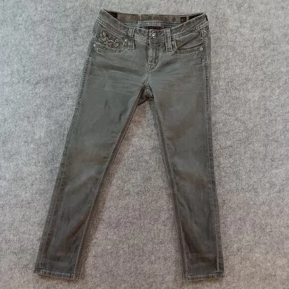 Rock Revival Boris Skinny Jeans Womens 26 Gray Stretch Embroidered Denim​​​ - Picture 3 of 13